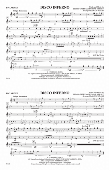 Disco Inferno: 1st B-flat Clarinet