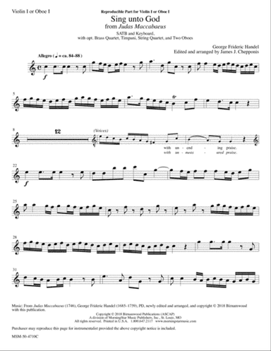 Sing unto God from Judas Maccabaeus (Downloadable String/Oboe Parts)
