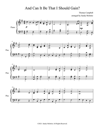 And Can It Be That I Should Gain? for piano