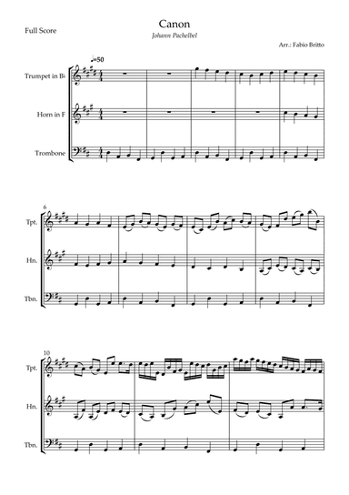 Canon - Johann Pachelbel (Wedding/Reduced Version) for Brass Trio