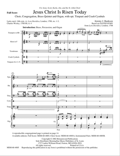 Jesus Christ Is Risen Today (Full Score)