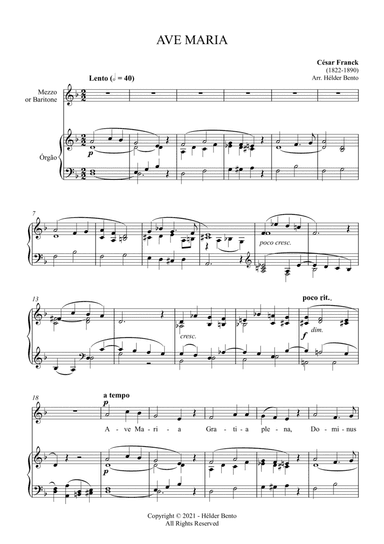 Avé Maria - César Franck for Medium Voice
