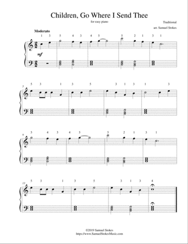 Children, Go Where I Send Thee (One for the Little Bitty Baby) - for easy piano