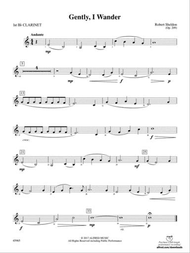 Gently, I Wander: 1st B-flat Clarinet