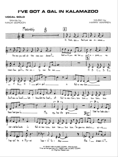 I've Got a Gal in Kalamazoo: Vocal Solo