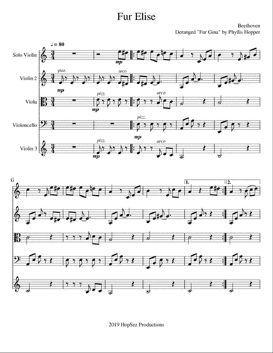 Fur Elise - violin duet with quartet extension