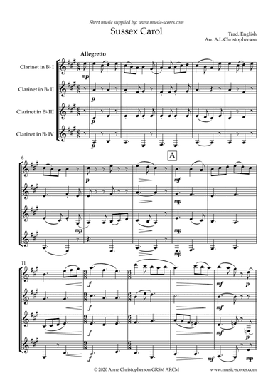The Sussex Carol - 4 Clarinets