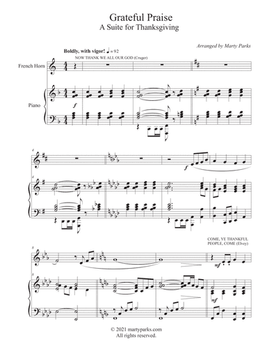 Grateful Praise (French Horn - Piano)