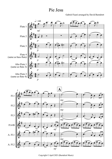Pie Jesu (from Requiem) for Flute Quartet