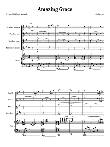 Amazing Grace - Saxophone Quartet & Piano