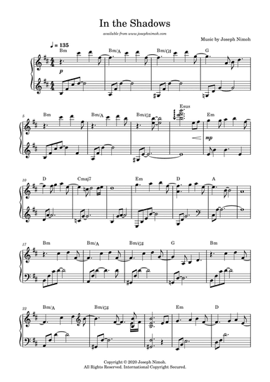 In the Shadows - Solo Piano