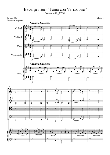 Excerpt from sonate k331 - "Tema con Variazione"