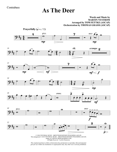 As the Deer (arr. Tom Fettke) - Contrabass