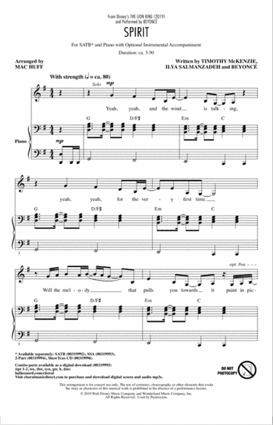 Spirit (from The Lion King 2019) (arr. Mac Huff)