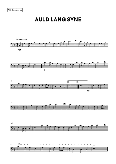 Auld Lang Syne (for Cello)