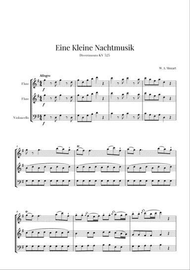Eine Kleine Nachtmusik for 2 Flutes and Cello