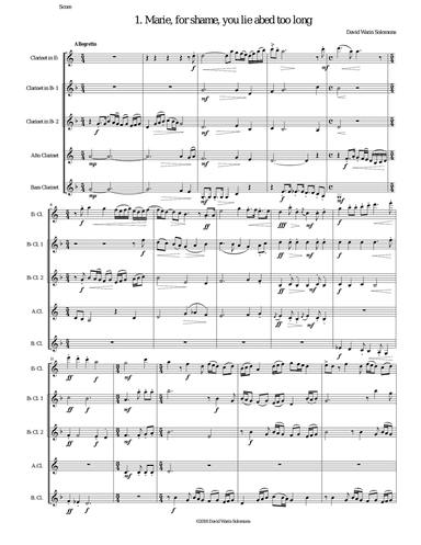 Marie for shame you lie abed too long for clarinet quintet ( E flat, 2 B flats, alto and bass)