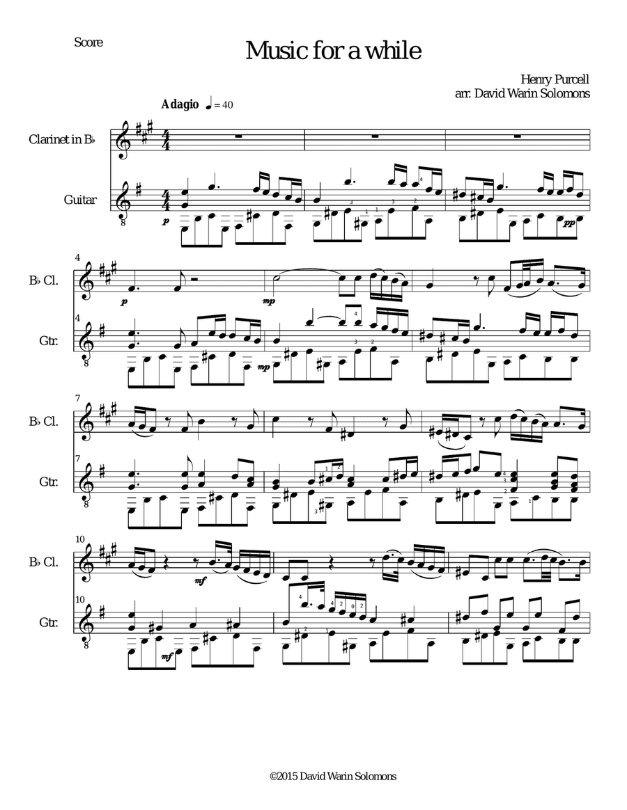 Music for a while for clarinet and guitar