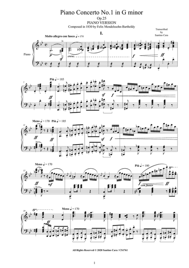 Mendelssohn - Piano Concerto No.1 in G minor Op.25 - Complete Piano Version