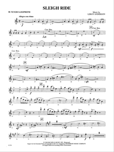 Sleigh Ride: B-flat Tenor Saxophone