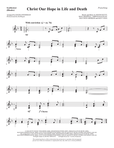 Christ Our Hope In Life And Death (arr. David Angerman) - Synthesizer