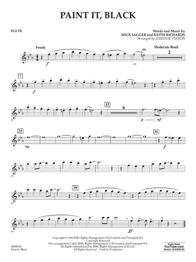 Paint It, Black (arr. Johnnie Vinson) - Flute