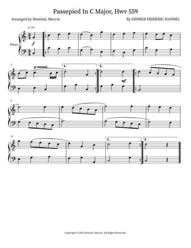 Passepied In C Major, Hwv 559