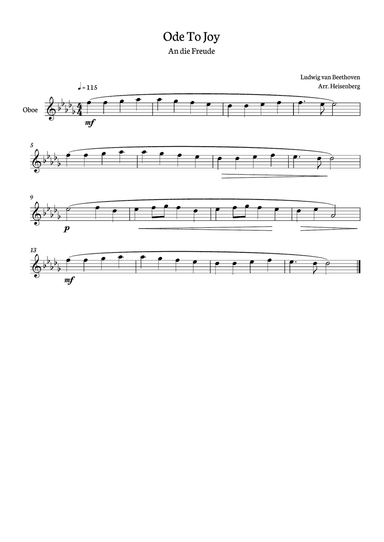 Beethoven - Ode to Joy for oboé in Db - clean version