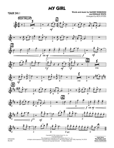 My Girl (arr. Rick Stitzel) - Tenor Sax 1