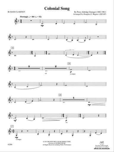 Colonial Song: B-flat Bass Clarinet