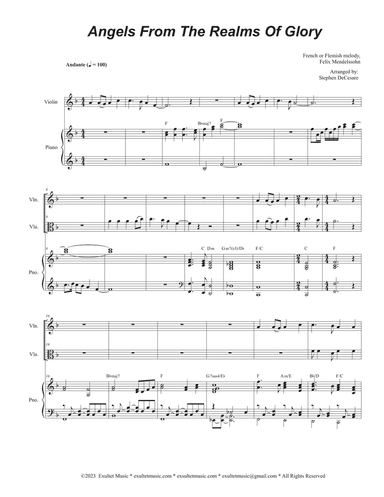Angels From The Realms Of Glory (Duet for Violin and Viola)