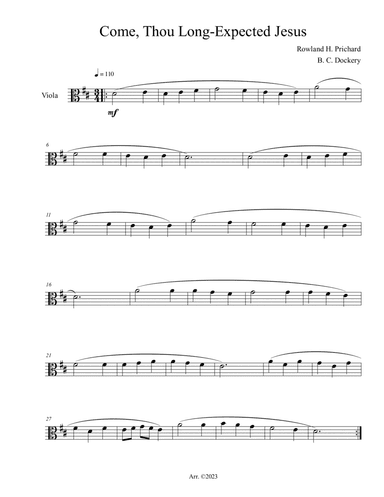 Come, Thou Long-Expected Jesus (Viola Solo)