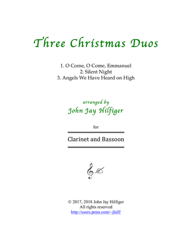 Three Christmas Duos for Clarinet and Bassoon
