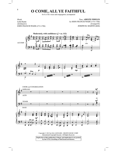 O Come, All Ye Faithful (from Carols For Choir And Congregation)