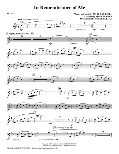 In Remembrance Of Me - Flute