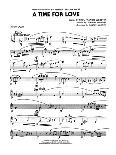 A Time for Love: 2nd B-flat Tenor Saxophone