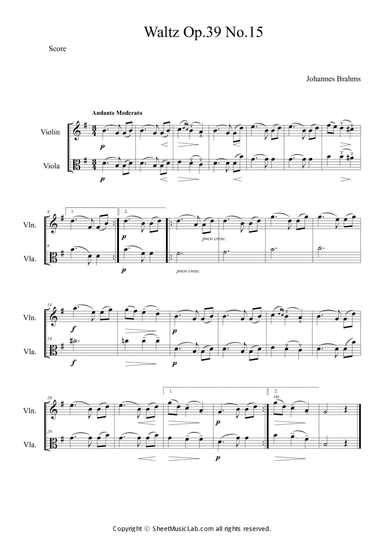 Waltz op.39 no.15 Easy Version in G