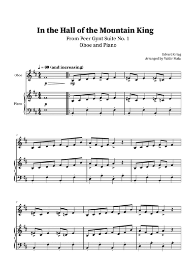 In The Hall Of The Mountain King - Oboe and Piano