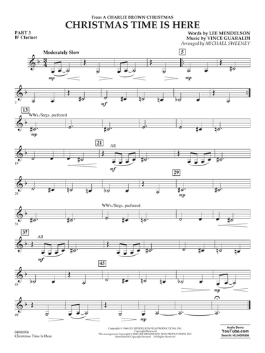 Christmas Time Is Here (arr. Michael Sweeney) - Pt.3 - Bb Clarinet