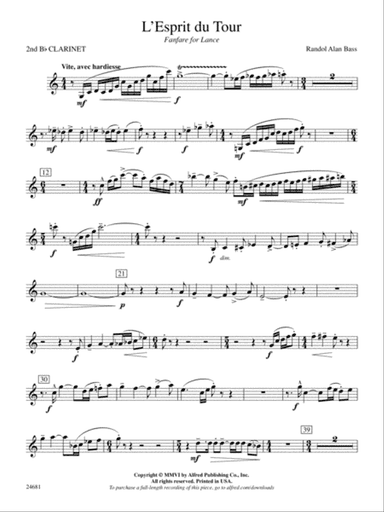 L'Esprit du Tour: A Fanfare for Lance: 2nd B-flat Clarinet