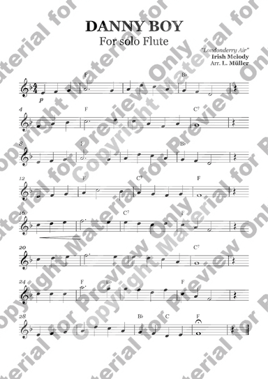 Danny Boy - For Flute - With Chords