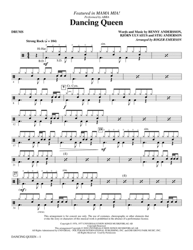 Dancing Queen (from Mamma Mia!) (arr. Roger Emerson) - Drums