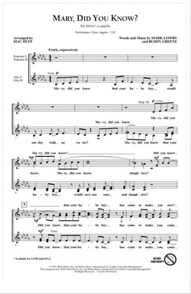 Mary, Did You Know? (Arr. Mac Huff)