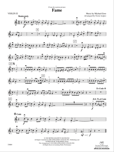 Fame (from the motion pictureFame): 2nd Violin