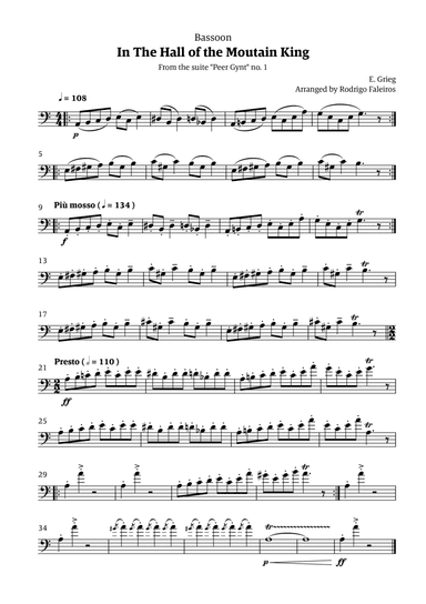In the Hall of the Mountain King (for bassoon solo)