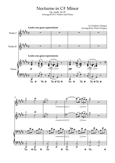Nocturne in C#min (Op. post, No. 20) - arr. for 2 Violins and Piano ("I'll Second This" Series)