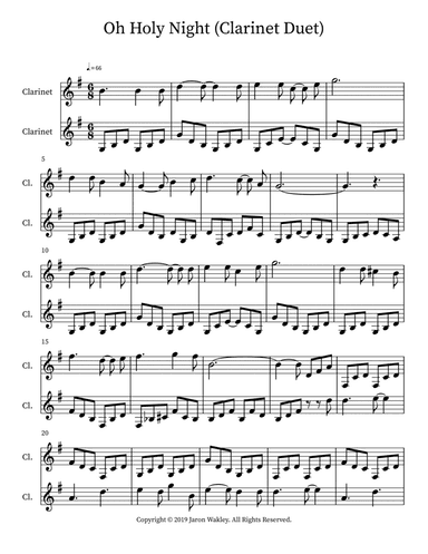 Oh Holy Night (Clarinet Duet)