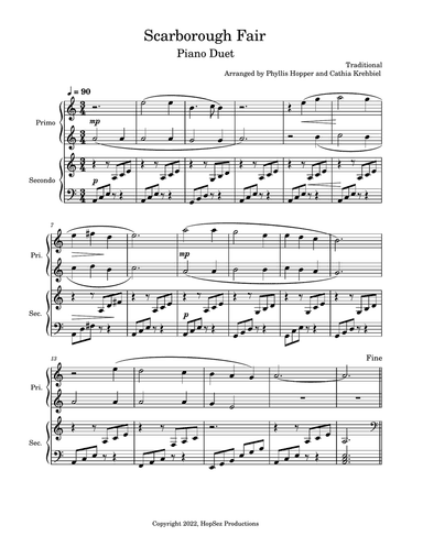 Scarborough Fair - 1 piano 4 hands duet