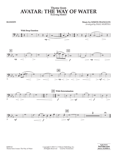 Theme from Avatar: The Way of Water (arr. Paul Murtha) - Bassoon