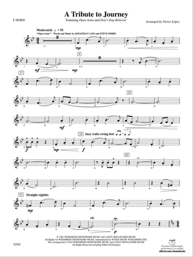 A Tribute to Journey: 1st F Horn